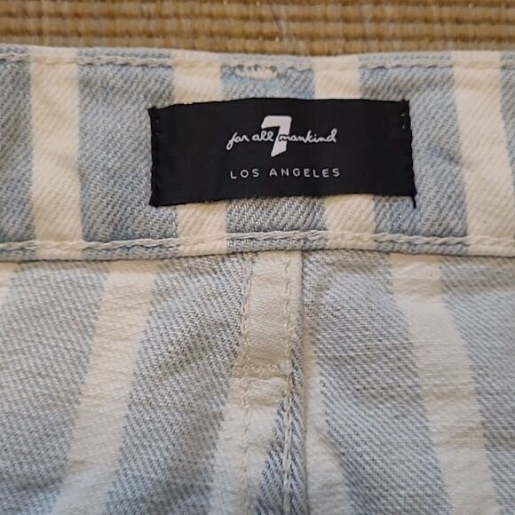 NWOT 7 for All  Mankind Distressed Striped Denim Skirt - Size 32 - Picture 4 of 8